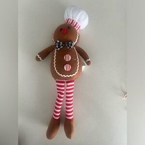 Gingerbread Chef Plush with Red and White Stripes